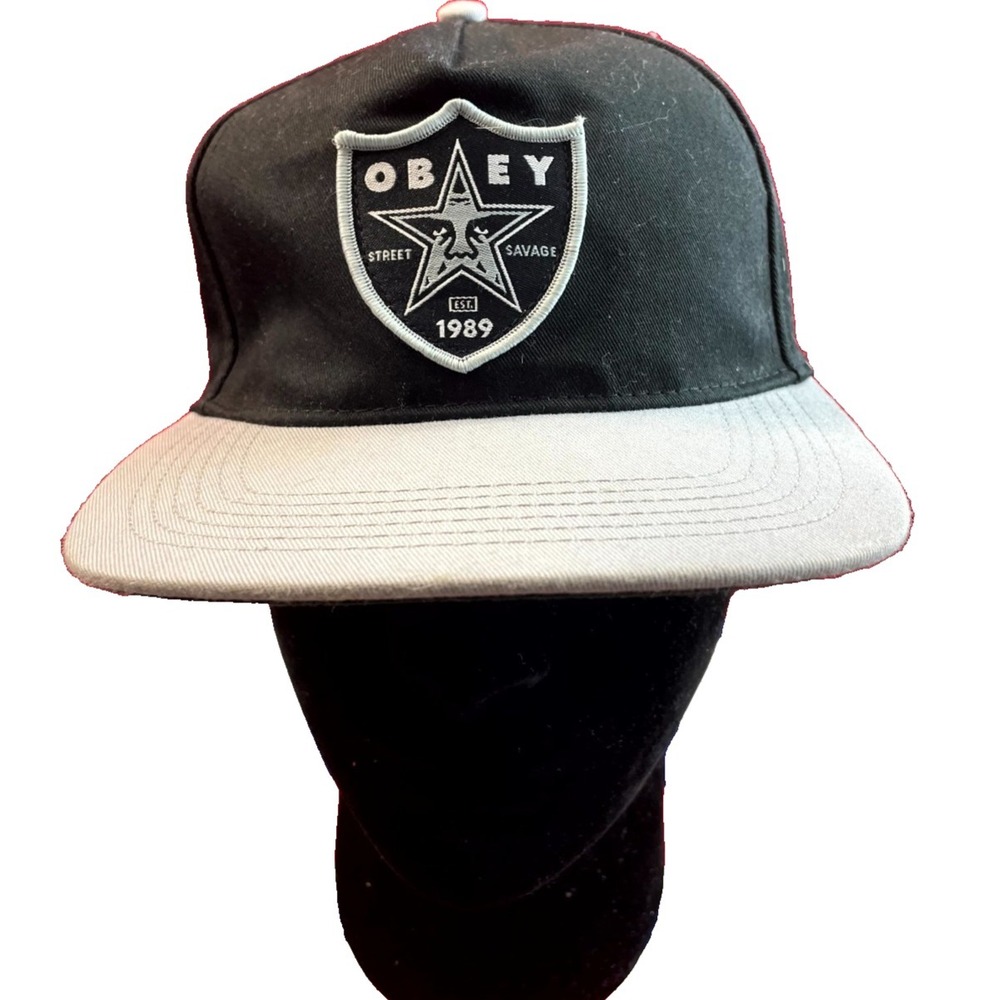 Vtg Obey Oakland Raiders NFL Cap Mens OS Black Street Savage Bring The Noise Hat